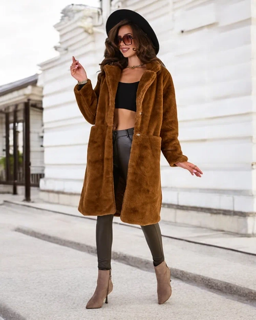 Пальто жіноче хутряне Royalfashion Brown