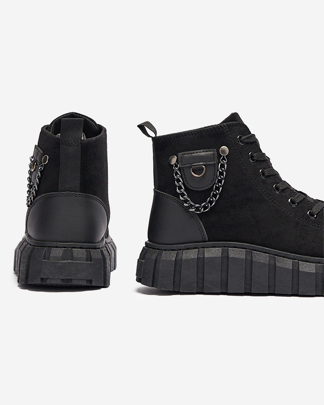 Schwarzer Damen-Schnürstiefel mit Verzierungen Tamti - Schuhe