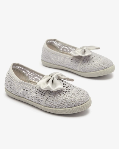 Graue Slipper für Mädchen mit Schleife Sweet Time - Footwear