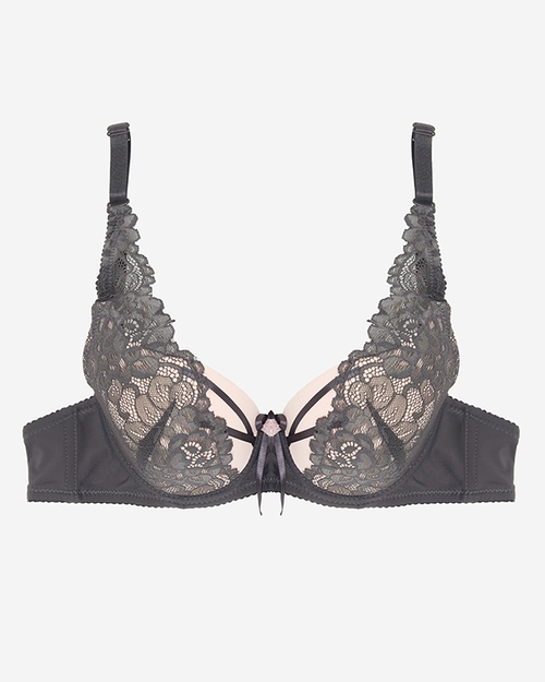 Рожевий жіночий бюстгальтер із сірим мереживом - Нижня білизна