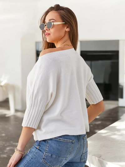 Royalfashion Damen-Viskosepullover mit kurzen Ärmeln