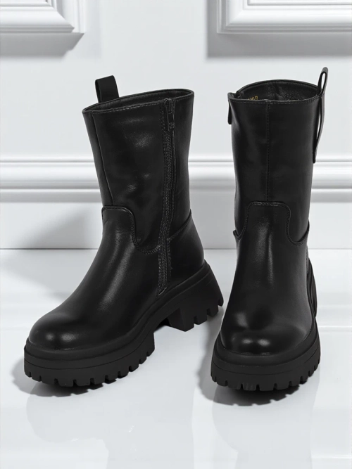 Високі жіночі ботильйони з еко шкіри Scarlet Mist