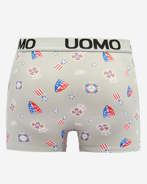 Світло-сірі чоловічі боксери з модним принтом