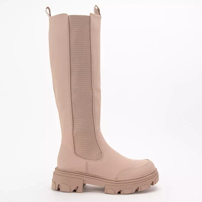 OUTLET Beige Halbhohe Stiefel für Damen Promase - Schuhe