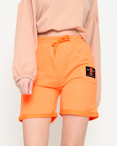 Neonorange Damen-Shorts oberhalb des Knies - Kleidung