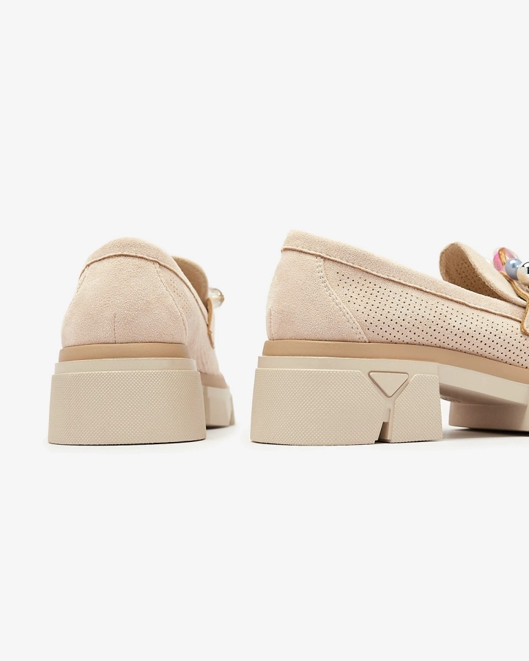 Durchbrochene Mokassins für Damen in Beige Peloga- Footwear