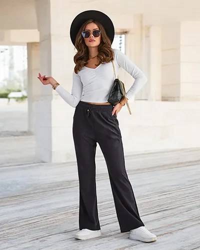 Royalfashion Marineblaue Damen Cordstoffhose