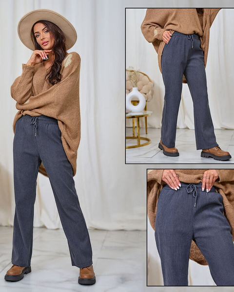 Royalfashion Damen Cordstoffhose in dunkelgrau