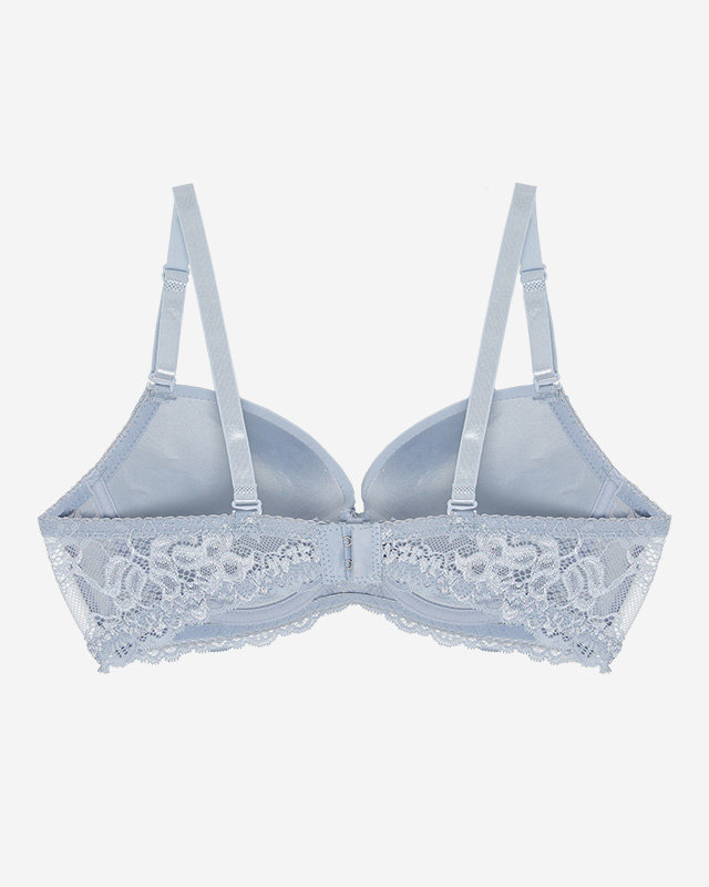 Einfarbiger, blauer Damen-BH mit Spitze - Unterwäsche