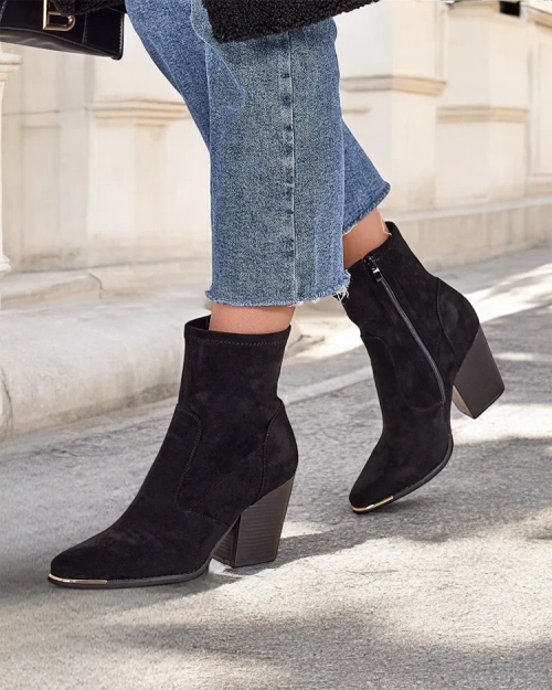 Чоботи Royalfashion Eko-suede для жінок на стілетному каблуці Gris