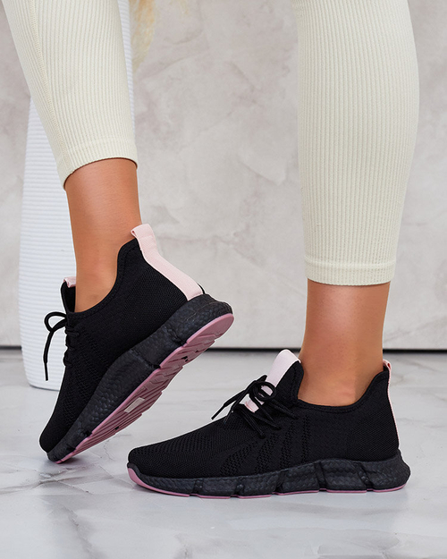 Чорні жіночі кросівки з рожевими вставками Bommgi