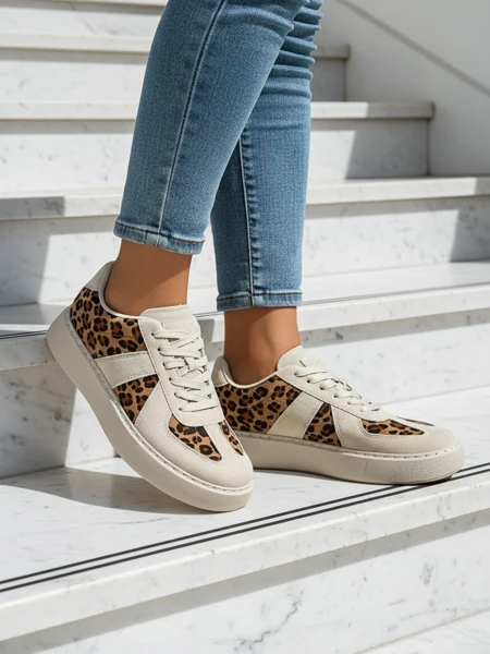 Royalfashion Damen sportliche Sneakers mit Leopardenmuster Big Cat