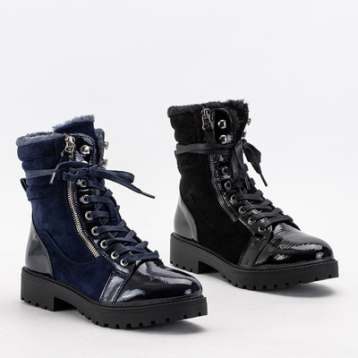 Damen Stiefel marineblau teilweise lackiert Ginoko - Schuhe