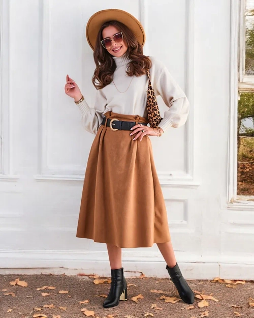 Жіноча міді-спідниця Royalfashion a' la замшева