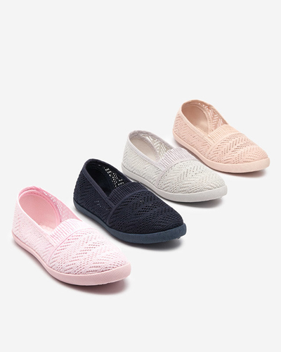 OUTLET Hellrosa Slip-on-Sneaker für Kinder mit durchbrochenem Obermaterial von Qey-Shoes