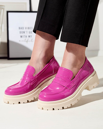 Fuchsia lackierte Mokassins für Damen Noppel - Footwear