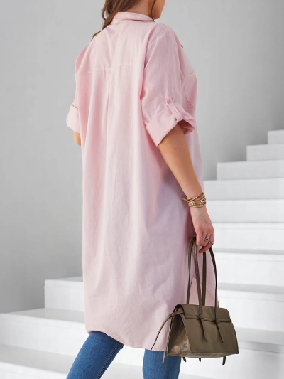 Royalfashion Baumwolle lange Damen Oversized-Bluse