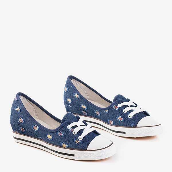 Dunkelblaue Jeansschuhe a'la Wedge Sneakers Anplus Footwear