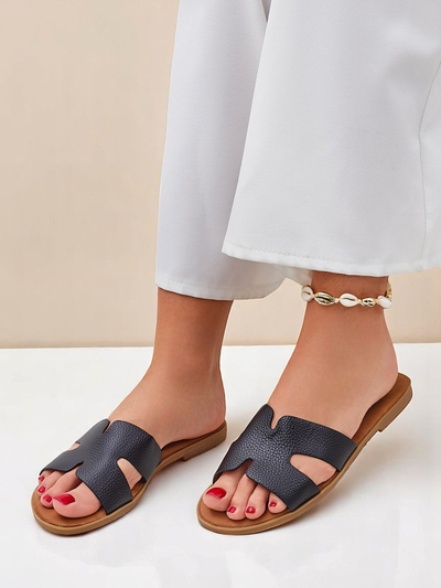 Royalfashion Damen-Pantoletten mit flacher Sohle, lässiger Stil