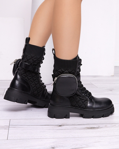 Schwarze hohe Damenstiefel mit Tasche Sareulia - Footwear