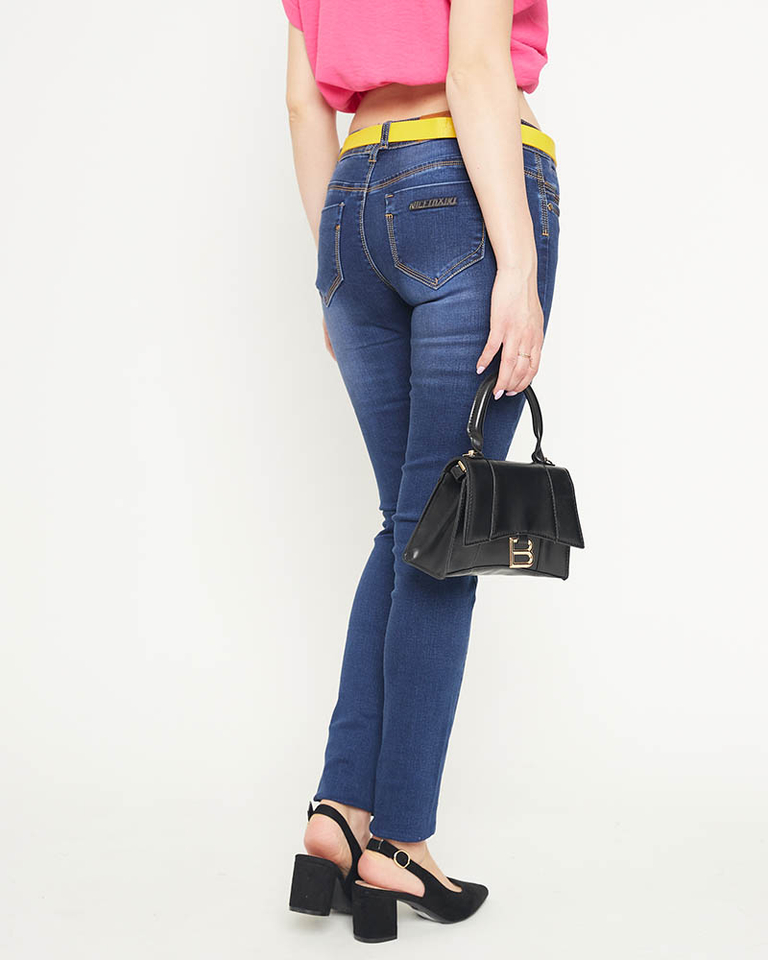 Marineblaue Skinny-Jeans mit niedriger Taille für Damen - Kleidung