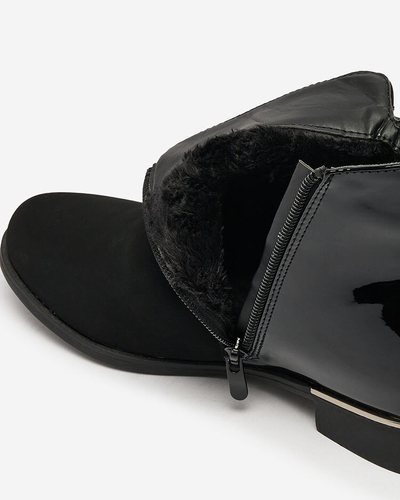 Royalfashion Schwarzer Damenstiefel mit Zirkonia Overlissa