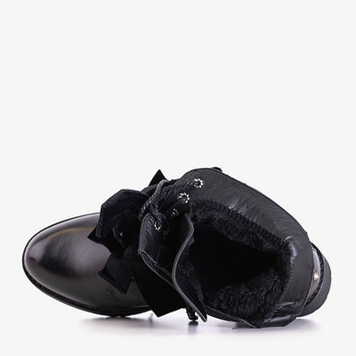 Чорні черевики з шипами та велюровими бантами Caterina - Взуття