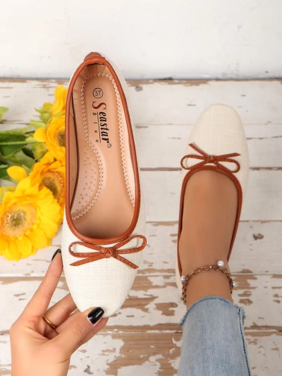 Royalfashion Damen Ballettschuhe mit Glitzer und einer Schleife Aramie