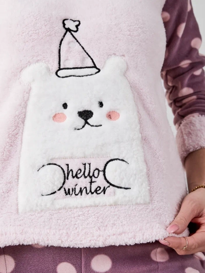 Royalfashion Damen-Pyjama a'la Fleece Hallo Winter