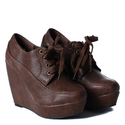 Półbuty na koturnie w kolorze khaki - Obuwie