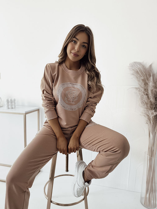 Royalfashion Світло-коричневий жіночий світшот з цирконами