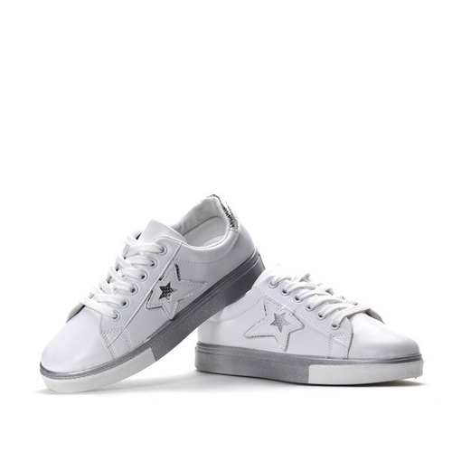 Biało-srebrne tenisówki z gwiazdką - Obuwie