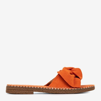 Orangefarbene Damensandalen mit Latusa-Schleife - Schuhe