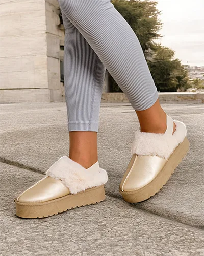 Royalfashion Kurze Stiefeletten ohne Absatz im Schneeschuh-Stil für Frauen Ebiz