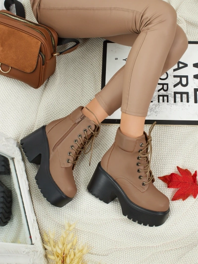 Damen Stiefeletten Öko-Wildleder mit Blockabsatz und Plateau Tavlissa