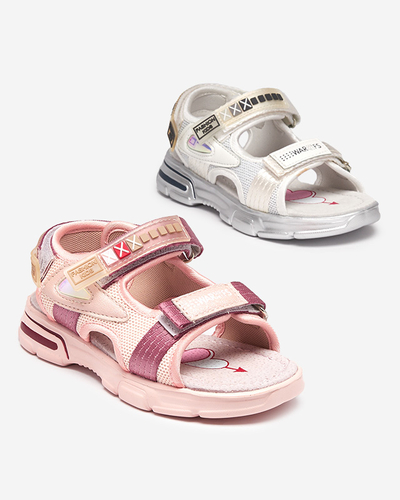 Weiß-silberne Kindersandale mit Klettverschluss Mepoti - Footwear