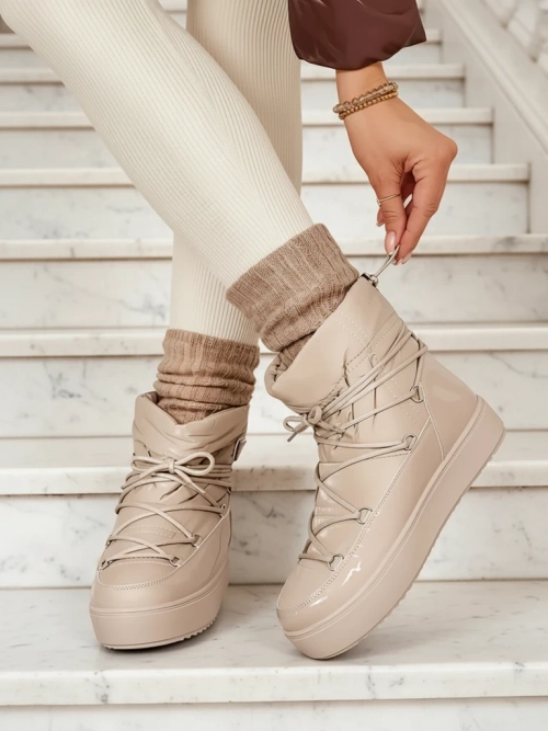 Royalfashion Жіночі черевики-сліпони a'la снігоступи світло-коричневого кольору Vevnose