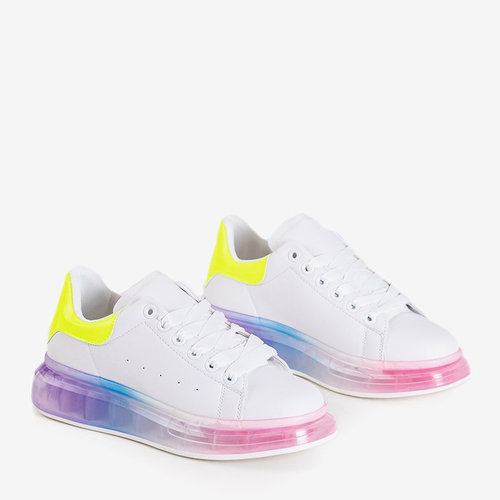 Білі жіночі кросівки на кольоровій підошві Palmer - Взуття