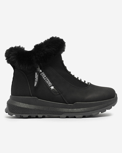 OUTLET Schwarze isolierte Damenstiefel mit Fell Scherr- Footwear