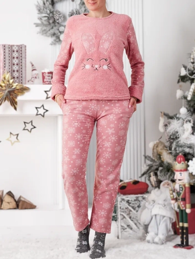 Royalfashion Damen-Pyjama mit einem Bunny, polarähnlich