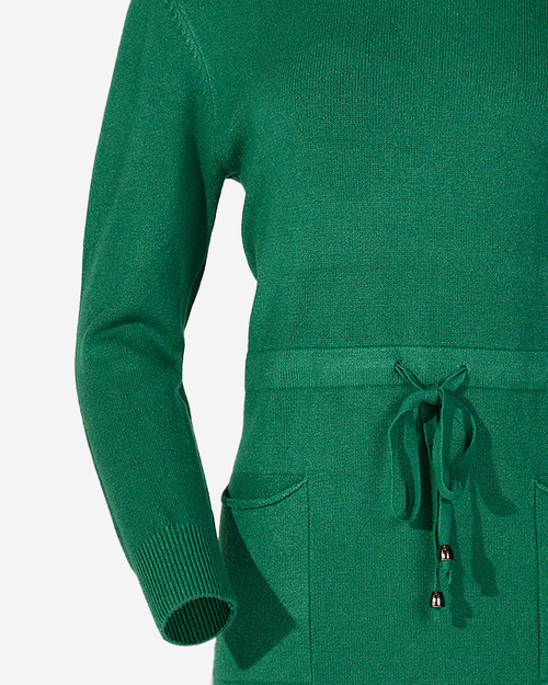 Зелений жіночий светр-туніка з капюшоном