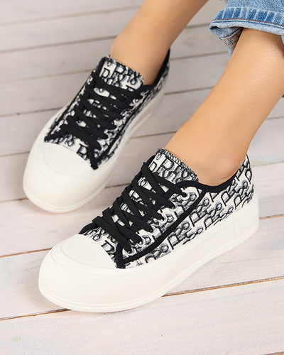 OUTLET Gemusterte Damen-Sneakers auf der Plattform in schwarzer Berika-Farbe - Schuhe