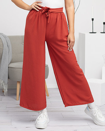 Rote weite Palazzo-Hose für Damen - Kleidung
