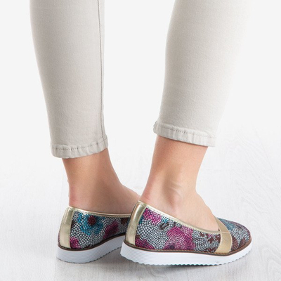 Mehrfarbige Ballerinas für Frauen mit goldenem Nasulsha-Finish - Schuhe