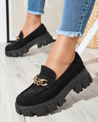 Schwarzer Damenschuh mit goldener Verzierung Quesil - Footwear