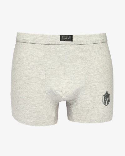 Royalfashion Hellgraue Herren-Boxershorts mit Patch