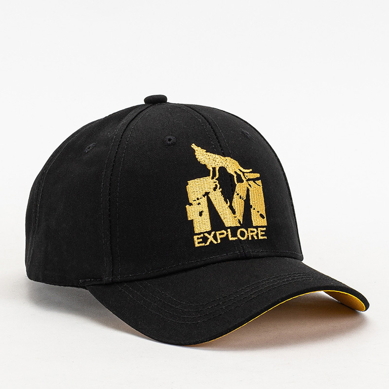 Schwarze Unisex-Baseballkappe mit gelbem Aufnäher - Accessories