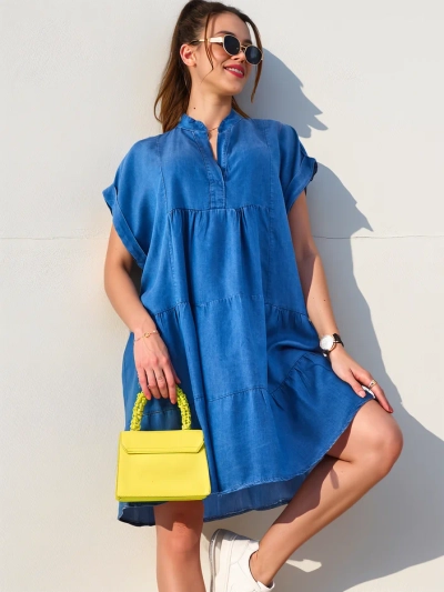 Royalfashion Damen genähte Tunika, die einem Jeanskleid ähnelt