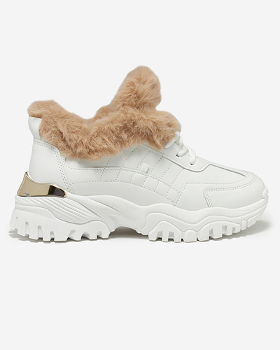 Sportliche weiße Damenschuhe mit Fell Flixi - Schuhe