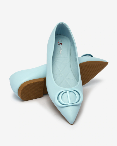 Royalfashion Blaue Damen-Ballerinas mit spitzer Spitze und Verzierung auf der Nase Manixy